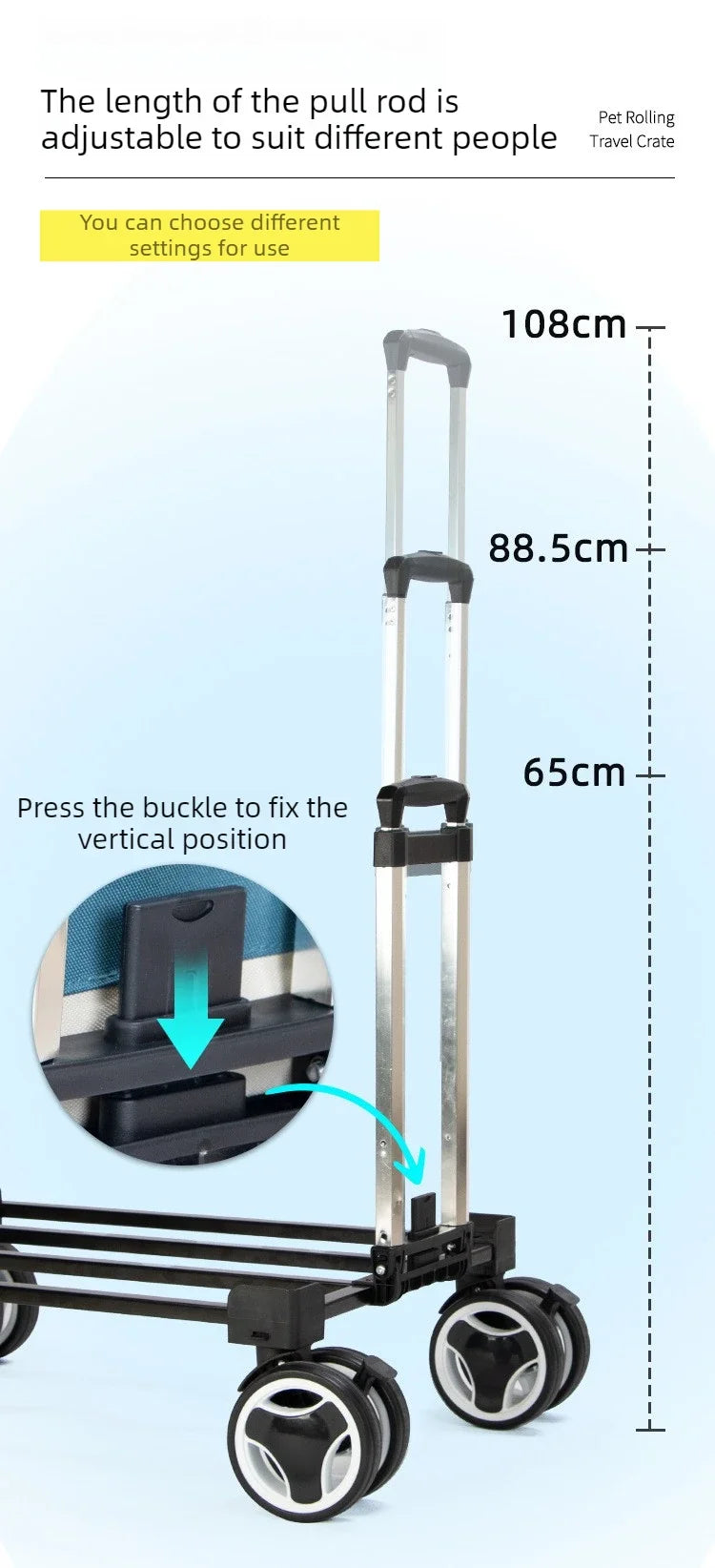 Large Pet Stroller with Telescopic Handle Silent Wheels Foldable Dog Cat Trolley Carrier Breathable Mesh Medium Pets Travel Cart