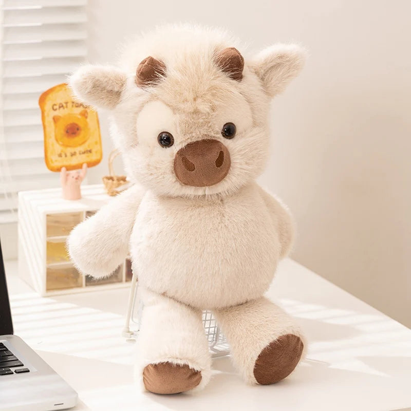 Adorable Highland Cattle Plush Toy 45cm - Huggable Running Cow Stuffed Animal Made with Premium Soft Fabric, Soothing Companion