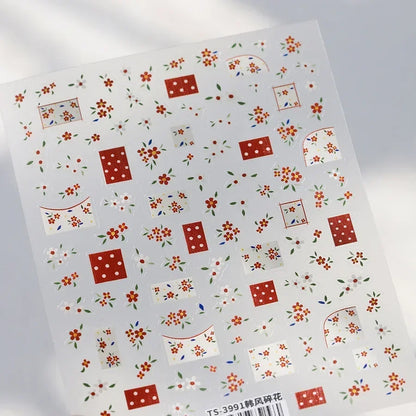 White Flower Petal Cherry Blossom Peach Blossom Falling Petal Floral Gradient 5D Self Adhesive Nail Art Sticker Manicure Decals