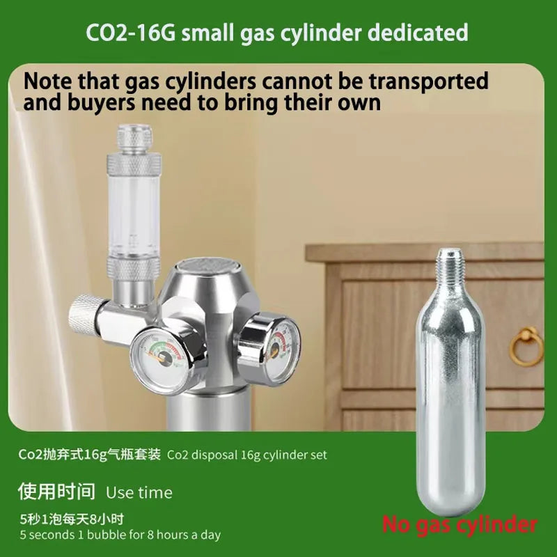 Aquarium CO2 Regulator Solenoid Valve Bubble Counter Small Gas Bottle 3-8UNF with Sleeve Fish Tank CO2 Pressure Reducing Valve