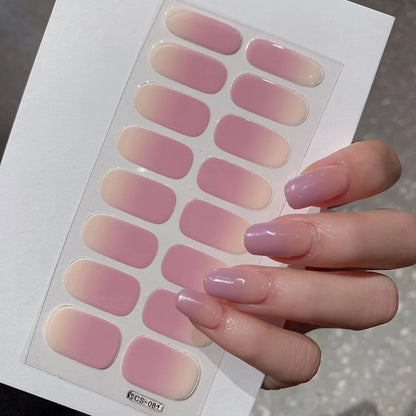 Semi-cured Gel Nail Stickers Solid Color Nail Semi-baked Tips Full Paste Nail Decals UV Lamp Need