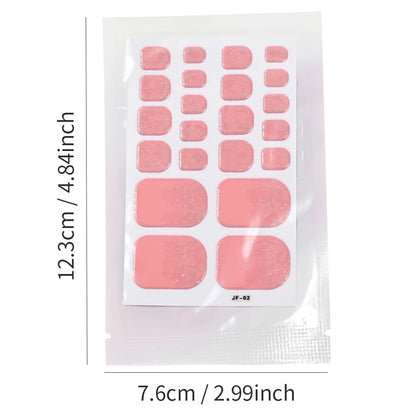 5Sheets/110Tips Summer Glitter Toe Nail Stickers Full Cover Nail Wraps Solid Color Adhesive Toenails Decals for Women DIY Foot &