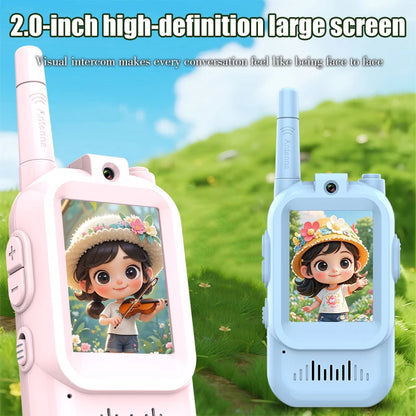 AIRITON JK200 Kids Video Intercom Walkie-talkie Cute Screen Easy Use Rechargeable Large Battery Cute Ham Radio for Gift
