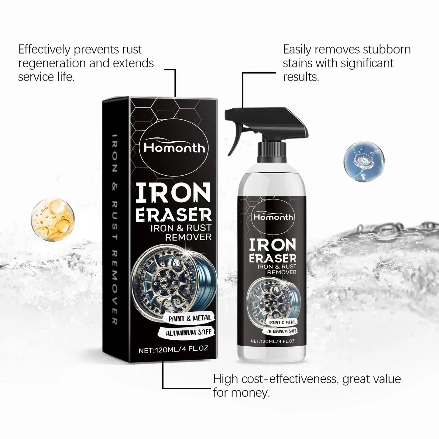 Universal Vehicle Rust Treatment Spray Dissolve Old Rust Prevent Re-rust Ideal For Car Detailing Garage Home Metal Cleaning Work