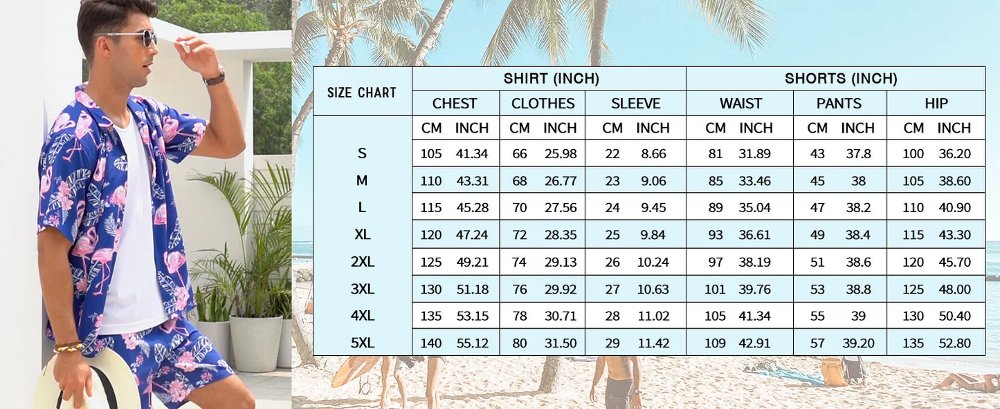 Hawaii Beach Holiday Mens Shirt Short Sleeve Shorts Two Piece Paisley Printed Pattern Breathable Set Fashion Mens Party Suit