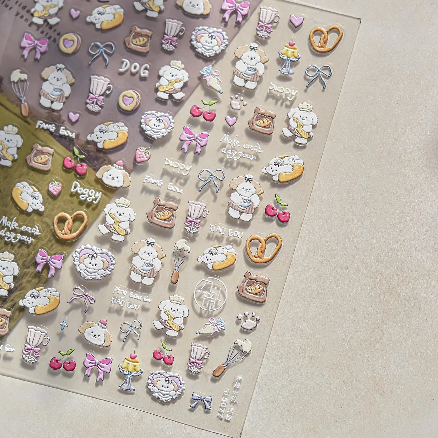 Colorful 5D Happy Birthday Nail Art Sticker Cake Candle Numbers Musical Note Cute Bear Stars Cherry Self Adhesive Manicure Decal