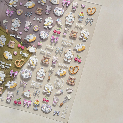 Colorful 5D Happy Birthday Nail Art Sticker Cake Candle Numbers Musical Note Cute Bear Stars Cherry Self Adhesive Manicure Decal