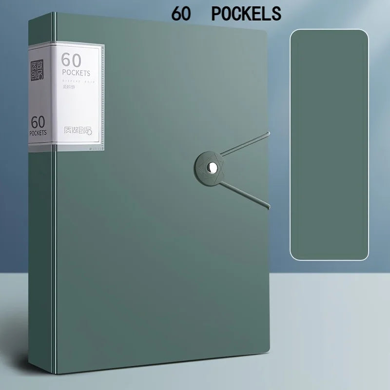 Durable 60-Pocket A4 Folder File Bag, High Transparency & Waterproof, Ideal for Exam Papers & A4 Size Documents,Perfect for Home