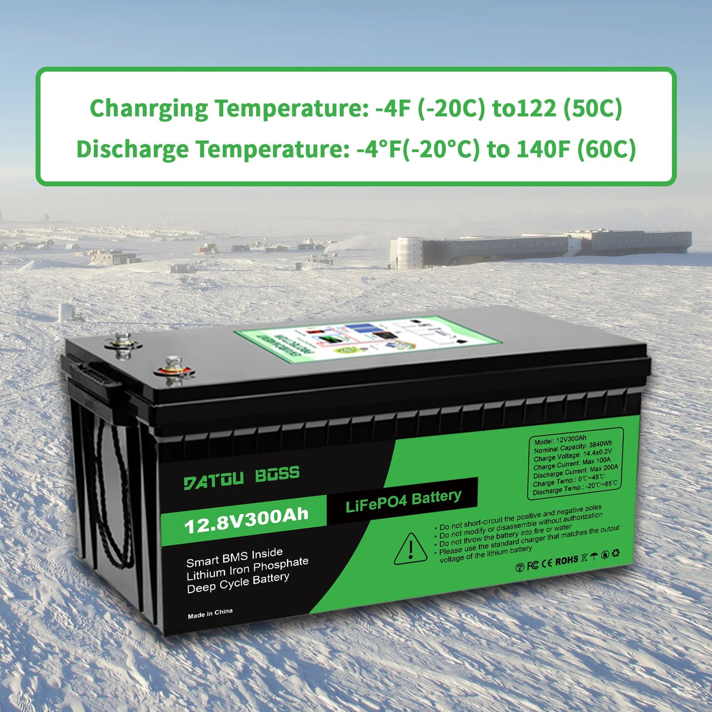 DATOUBOSS 12V100Ah Deep Cycle Lithium Iron Phosphate Battery Built-in Intelligent BMS For RV Golf Cart Boat Solar System NO TAX