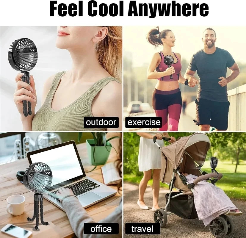 Mini Clip On Fan for Car Seat Crib Baby Stroller Fan Handheld Rechargeable USB Fan Small Cooling Fans Baby Stroller Accessories