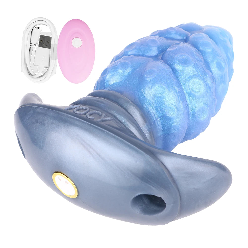 FAAK Silicone Wearable Anal Plug with Large Tail size S M L XL XXL Wireless Control Strapon Vibrator BDSM Flirting Sex Toys