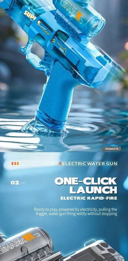 Children Electric Water Gun Simulated Firing Automatic Water Blasters with Led Light Summer Outdoor Beach Pool Shooting Game Toy