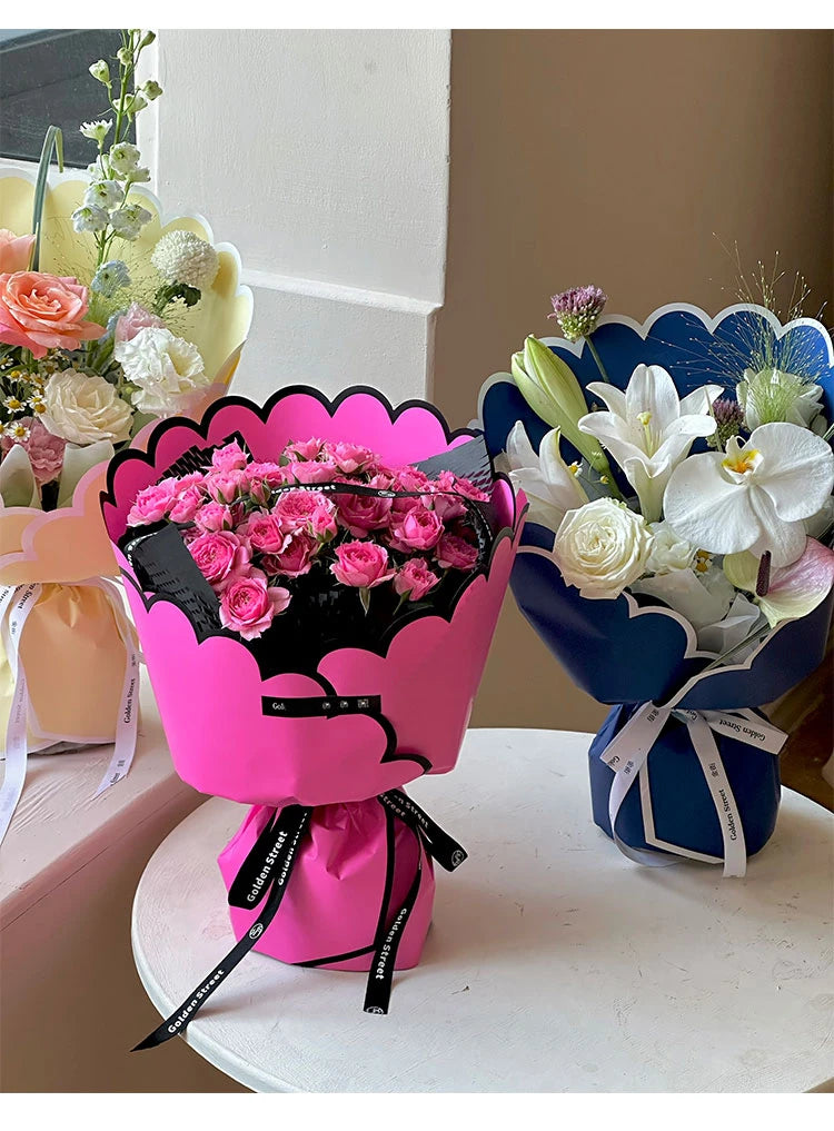 Valentine'S Day Aesthetics Wave Border Flower Wrapping Paper Art Dopamine Butterfly Bouquet Korean Wrapping Paper For Flowers