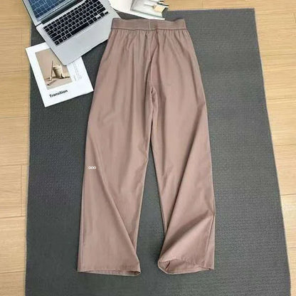 2026 Loose Casual Pants Women's Summer High Waist and Thin Yoga Pants Breathable Drape Straight Mouth Wide Leg Sweatpants