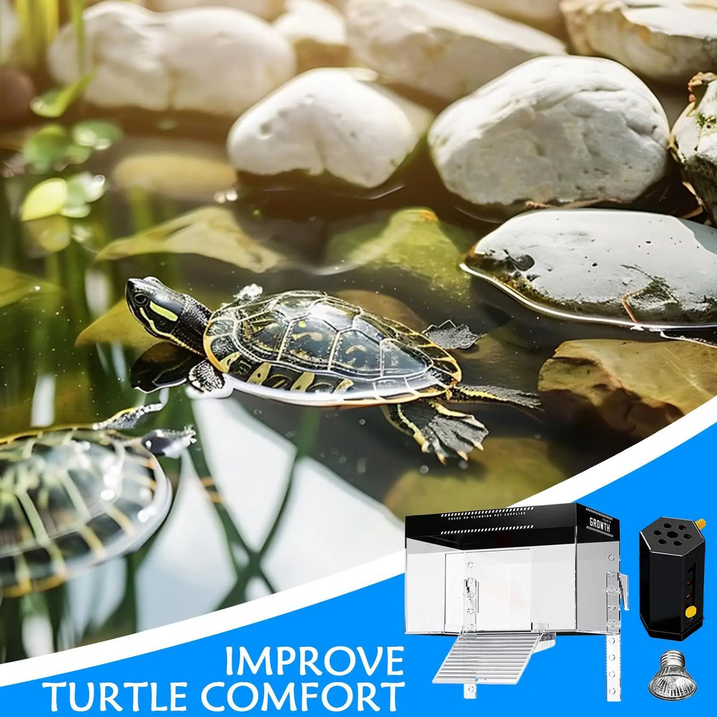 Over Tank Turtle Basking Land Anti-Slip Reptile Resting Land Animal Observation With Ramp Aquatic Terrapin Enclosure Cage