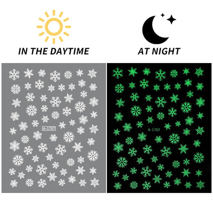 1sheet 3D White Snowflakes Nail Stickers for Christmas Winter Snow Flower Self-adhesive Nail Art Decals DIY Manicure Decorations