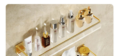 Punch-free Luxury Bathroom Shelf Shelves Wall Mounted Shampoo Cosmetic Storage Rack For Kitchen Holder Square Acrylic Organizer