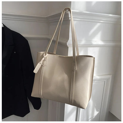 Large Capacity Women's Bag, New Soft Leather Tote Bag, Casual and Versatile Single Shoulder Bags for Woman Korean Style Handbags