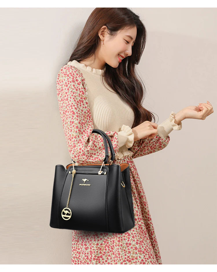 2026 Luxury Women Designer 3 Layers Shoulder Crossbody Sac Ladies Large Capacity Leather Handbags Shopper Brand Messenger Totes