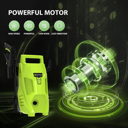 Pressure Washers, 3000W 200Bar High-Pressure 500L/H Flow Rate Electric Pressure Washers with 3 In 1 Adjustable Nozzle & 7m Pants, Jet Washers for Cleaning Cars, Driveways, Patios, fences, Green