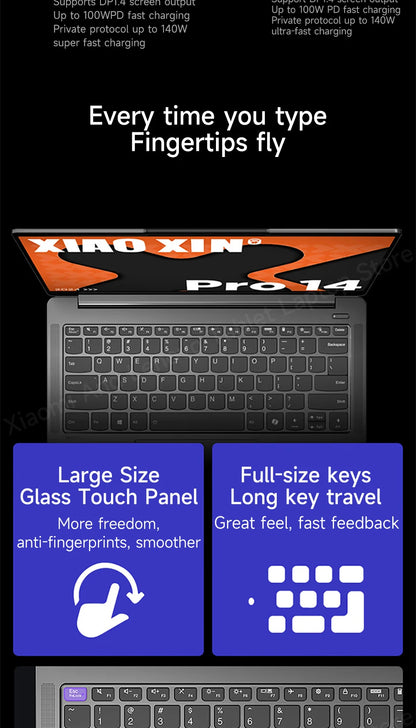 Lenovo Laptop Xiaoxin Pro14 2024 14' 2.8K 120Hz OLED Screen AMD Ryzen 7-8845H 16G/32G LPDDR5 1TB/2TB PCIE4.0 SSD Notebook PC