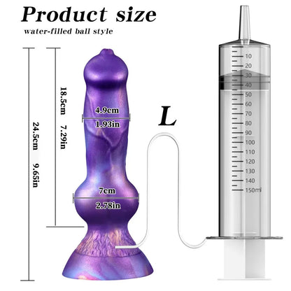 Realistic Dog Dildo With Squirting Enema Soft Silicone Suction Cup Water Syringe For Anal Play Vaginal Cleaning Adult Sex Toys