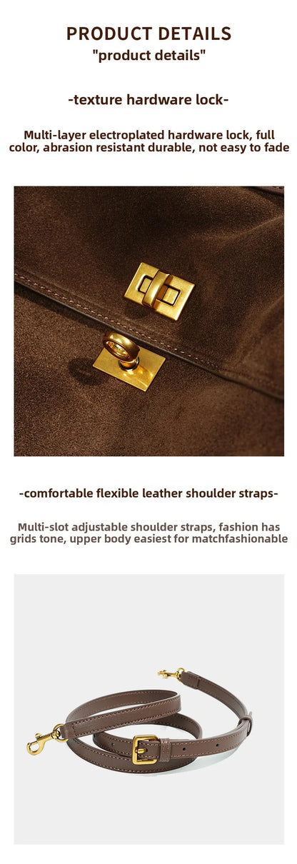 Large Capacity Autumn Winter Suede Leather Tote Bag Frosted Cowhide High-Grade Shoulder Bag for Women