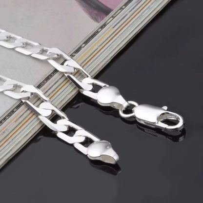 925 Sterling Silver Bracelet Sideways Silver Bracelet 6MM8MM10MM12MM Bracelet Men & Women Jewelry