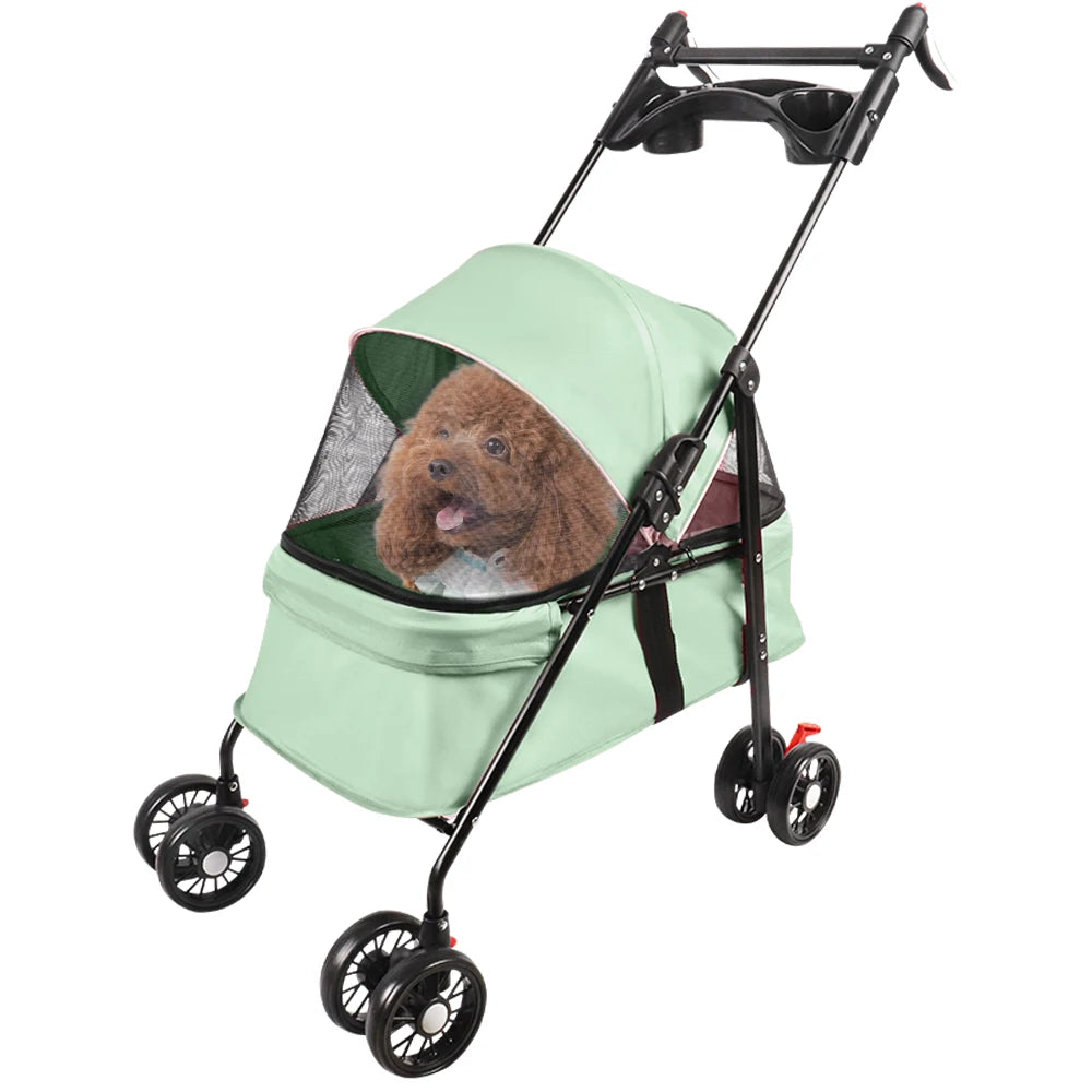 2-in-1 Folding Dog and Cat Stroller/Puppy Cart with Removable Bassinet, Pet Travel Stroller for Dogs Up to 10 kg, Steel, 50 x 70 x 95 cm