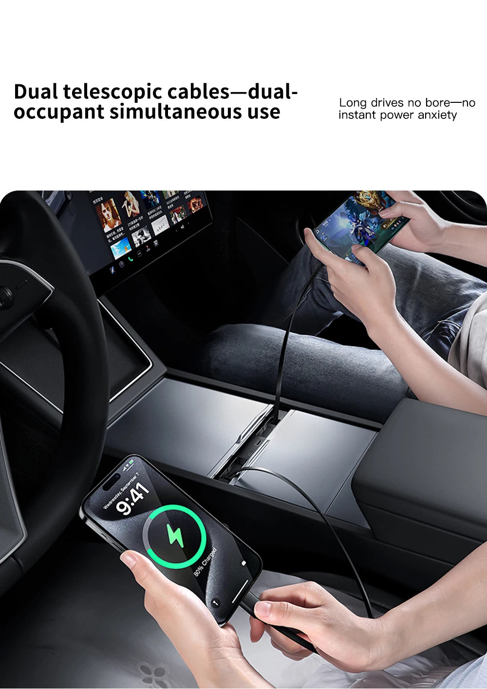 YZ For Tesla Model 3/YYL Juniper Highland 2026 45W Central Control Fast Charging Expansion Dock Car Intelligent Adapter Splitter
