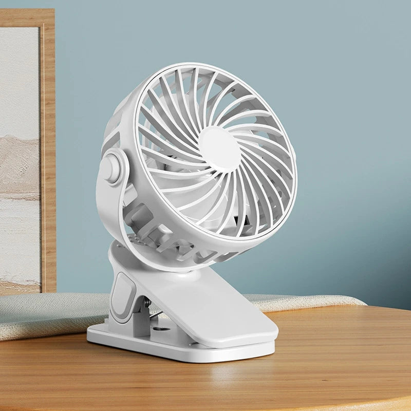 Mini Clip Fan 720°Rotation Built-in Night Lamp USB Rechargeable Powerful Airflow Portable Cooling Fan For Travel Camping Outdoor