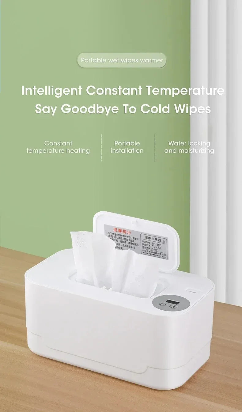 Portable USB Multifunction Baby Wipe Warmer Heater with LED Display for Home and Car Wet Towel Dispenser Heating Box