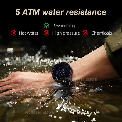 NORTH EDGE 2026 TERRAX Men's Digital Watches Outdoor Sports Swimming Waterproof 50M Stopwatch Countdown Electronic Watch For Men