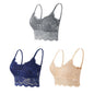 3PCS Women's Lace Bras Top Comfortable Bralette Solid Color Sexy Underwear Vest Female Hollow Out Wireless Lingerie Seamless Bra
