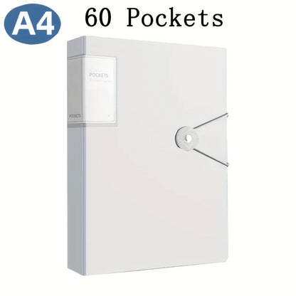 Durable 60-Pocket A4 Folder File Bag, High Transparency & Waterproof, Ideal for Exam Papers & A4 Size Documents,Perfect for Home