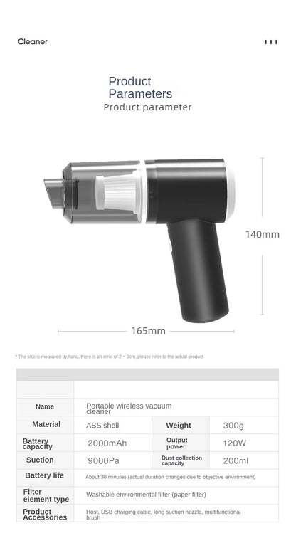 Wireless Car Vacuum Cleaner Portable Vacuum Cleaner Dual Use for Home and Car 120W High Power Powerful Vacuum Cleaner Bring LED