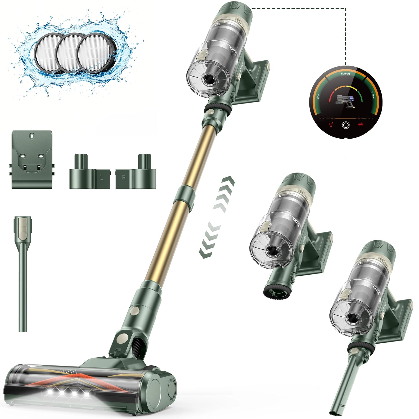 Laresar V12 Fast Charge 600W 65000PA Powerful Cordless Vacuum Cleaner 2H Fast Charging Removable Battery & Smart Display Vacuum