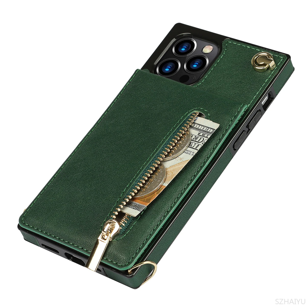 Zipper Wallet for IPhone 17 Air 16 16E 15 14 13 12 11 Pro Max Plus Case with Card Holder Lanyard Strap Crossbody Leather Cover