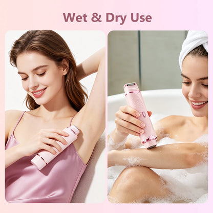 Electric Shaver for Women Waterproof Wet & Dry Hair Razors 2 in 1 Double Head Portable Bikini Hair Trimmer Detachable Head Shave