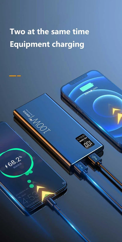 Lenovo 200000mAh Power Bank High Capacity 100W Super Fast Charging Portable External Battery With LED Digital Display For iphone
