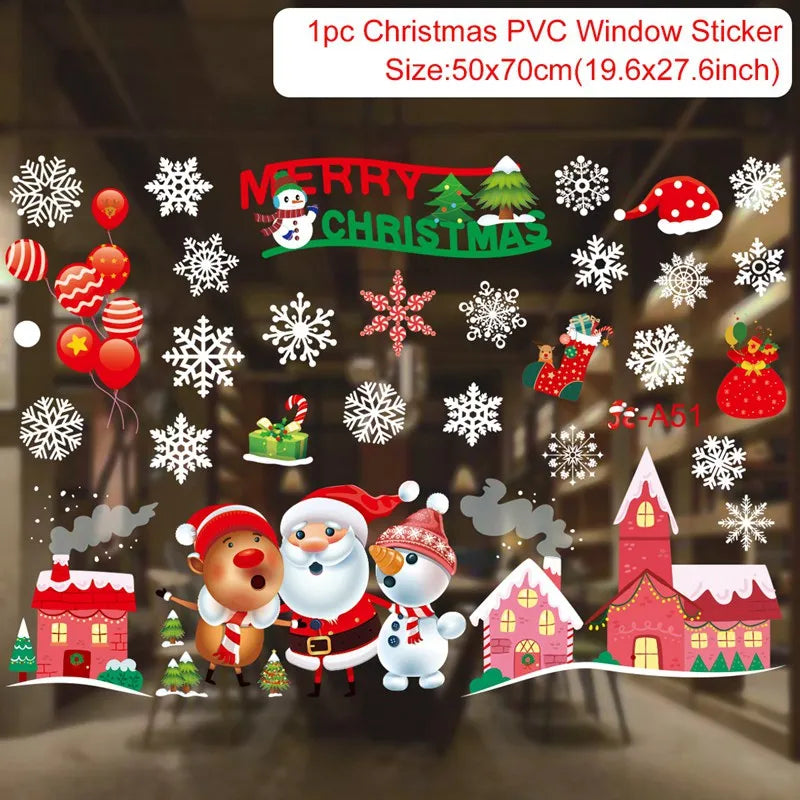 Christmas Window Stickers Christmas Wall Sticker Kids Room Wall Decals Merry Christmas Decorations For Home New Year Stickers