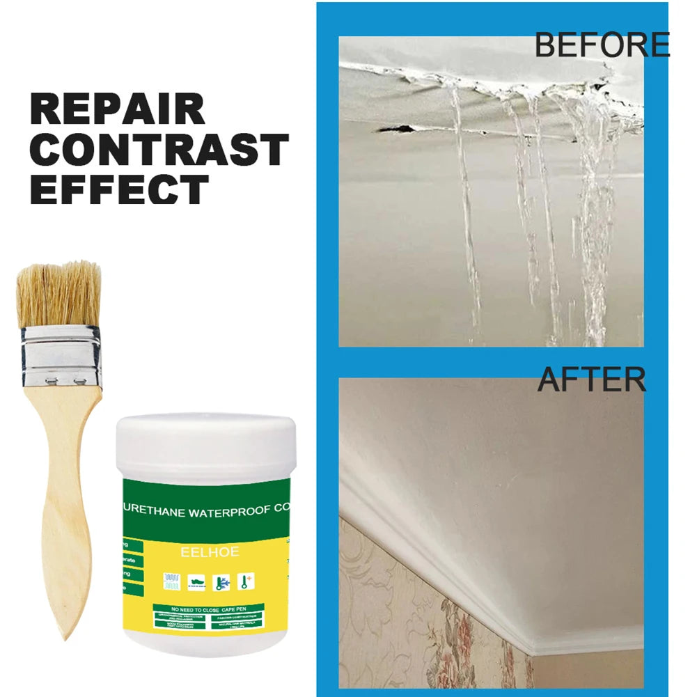 1-3Pcs Transparent Waterproof Agent With Brush Coating Sealant Agent 30/100/300g Polyurethane Glue For Home For Roof Bathroom