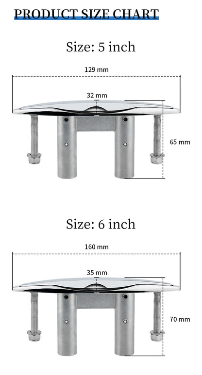 5/6 Inch 316 Stainless Steel Flush Cleat Boat Pop Up Cleat Pull Up Boat Accessories Mount Retractable Mooring Rope Yacht