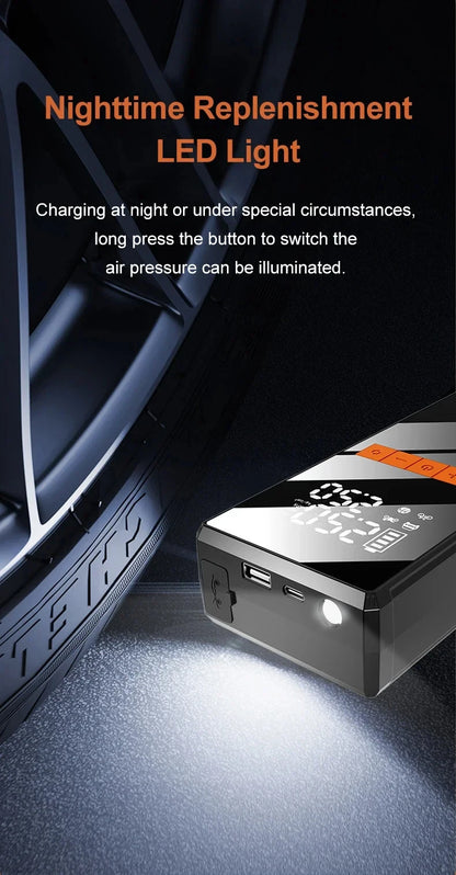 EAFC 1200A Car Jump Starter Air Pump Portable 2 in 1 Air Compressor Multi-function Tire Inflator Auto Portable Battery Starter
