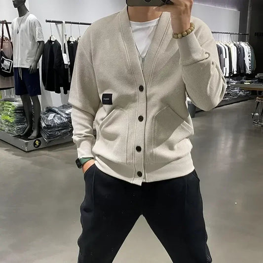 Men's Clothing Icon V Neck Cardigan Knit Sweater Male with Pockets Jumpers Tops Best Selling Products 2025 New in Knitwears A X