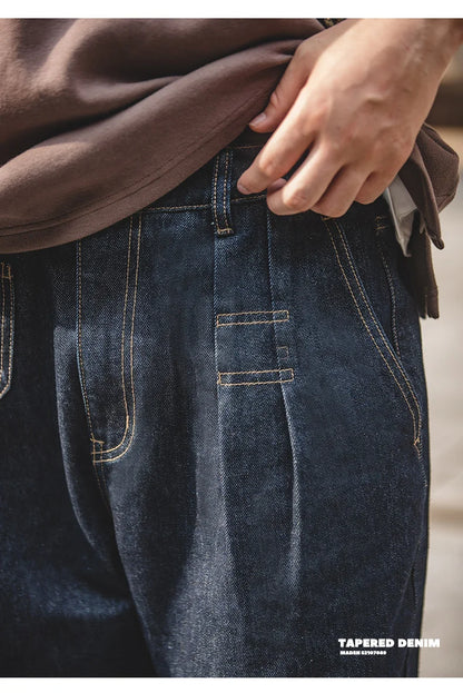 Maden Retro Denim Wash Baggy Men's Jeans Wide Leg Tapered Pants Fashion Casual Streetwear Jean Straight Elastic Men Trousers