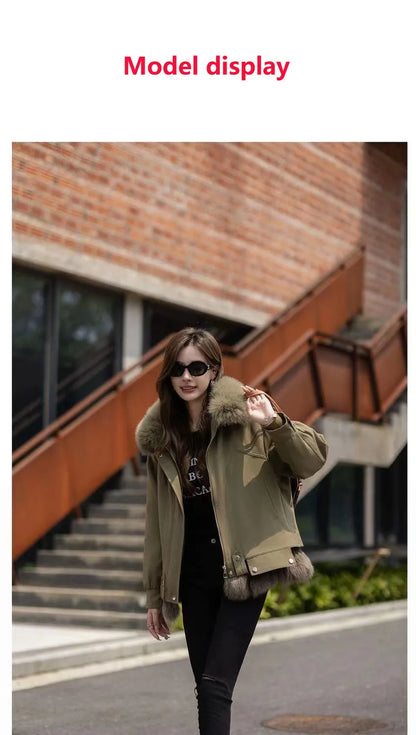 Upgraded 2023 Autumn/Winter omen's Pi vercomes Warm tras Coat Natural Fox Hair Fashion Wool Coat Temperament Slimming Inner Tank