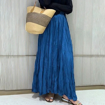 11 Colors Irregular Pleated A-line Skirt For Women High Waist Solid Color Loose Fashion Skirts Casual 2025 Spring New