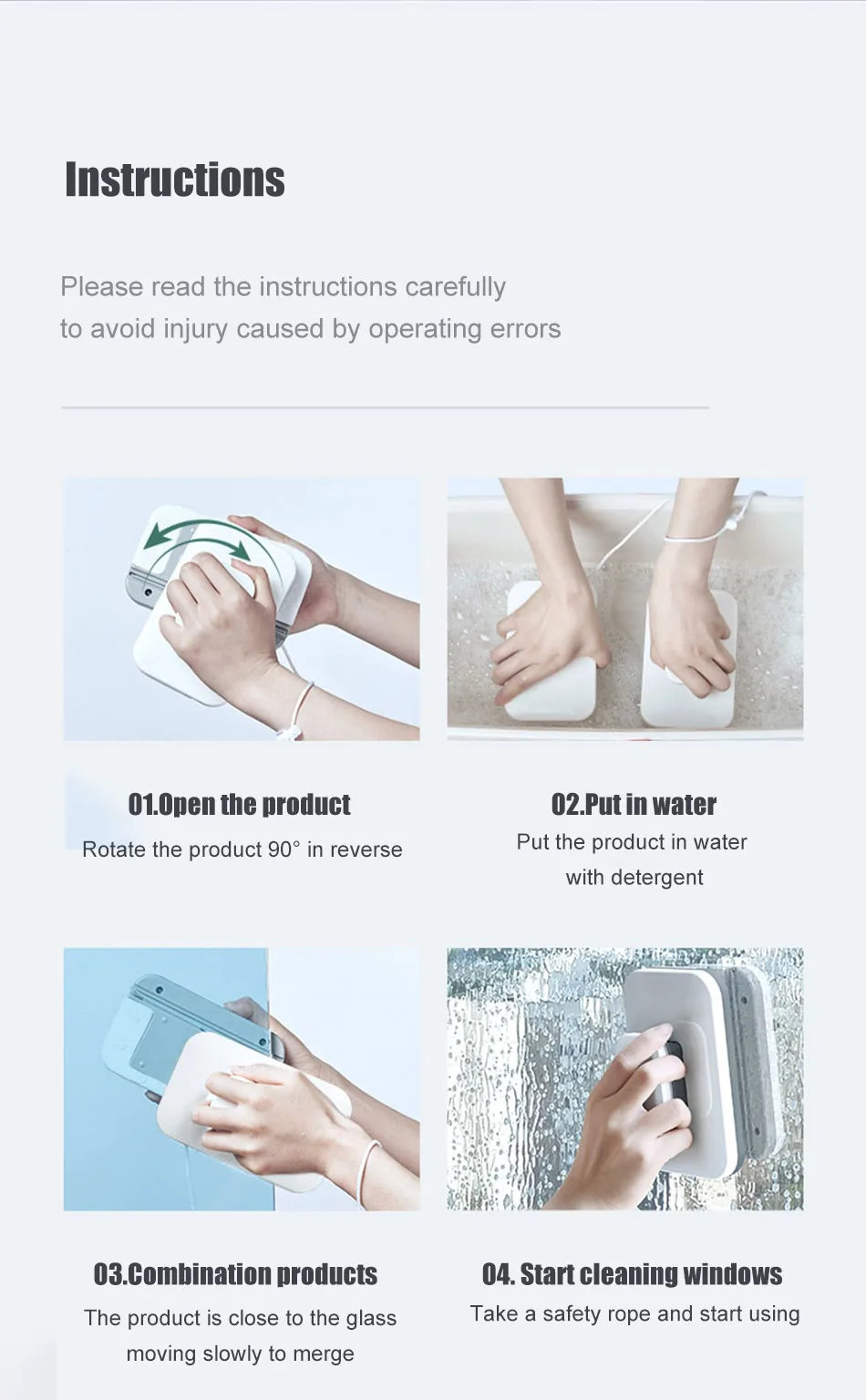 NEW Magnetic Window Cleaner Brush Double-Side Automatic Water Discharge Wiper Glass Window Brush Cleaning Household Tools
