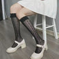 Women Sexy Floral Print Mesh Stockings Knee High Socks Soft Nylon Elastic Fishnet Fashion Long Leg Socks Designer Sheer Socks